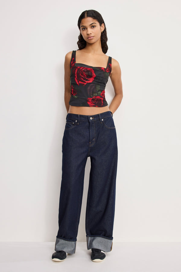 MESH BUSTIER | MOODY RED ROSES001