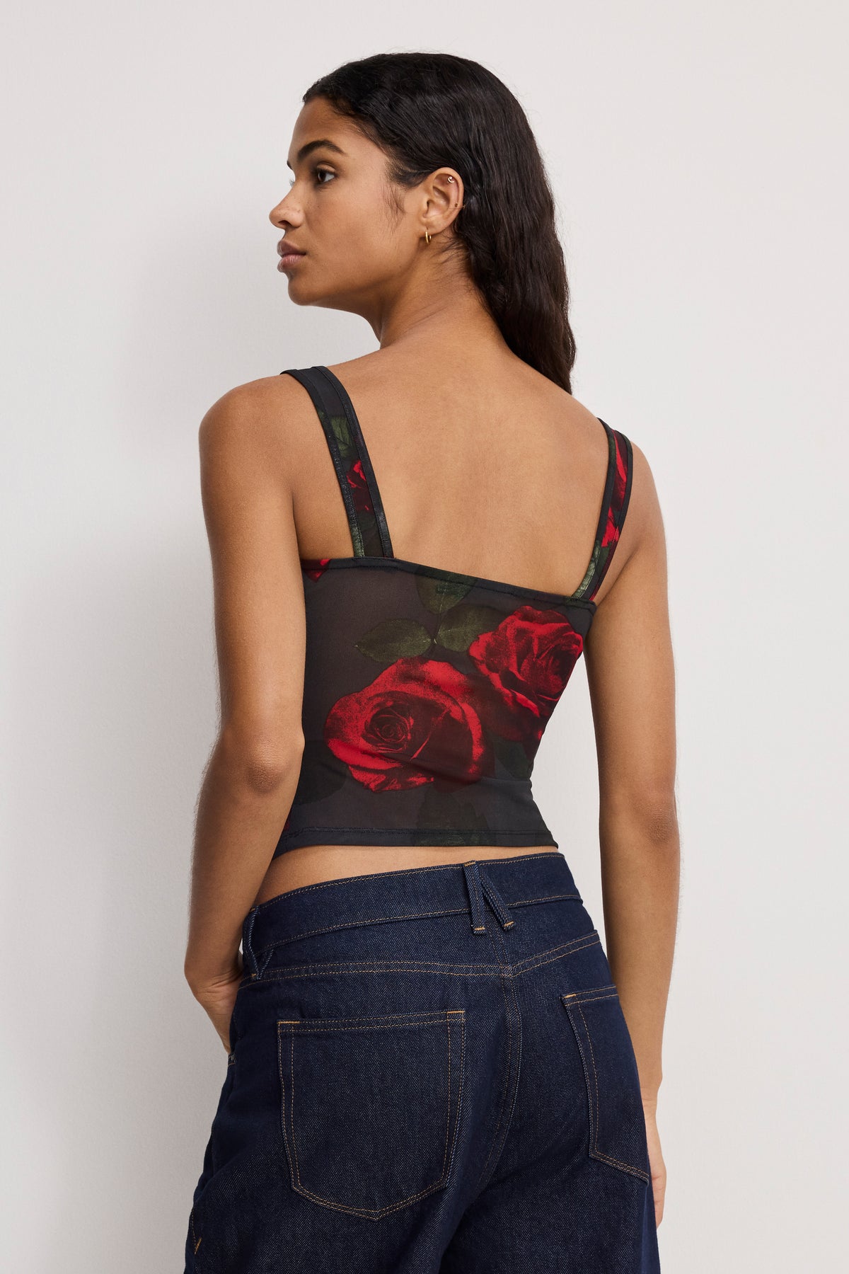 MESH BUSTIER | MOODY RED ROSES001-3 | GOOD AMERICAN | MODEL_A