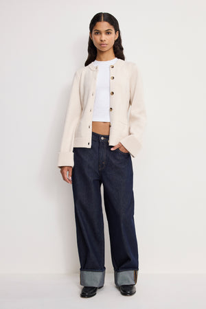 BUTTON FRONT KNIT CARDIGAN | VANILLA001