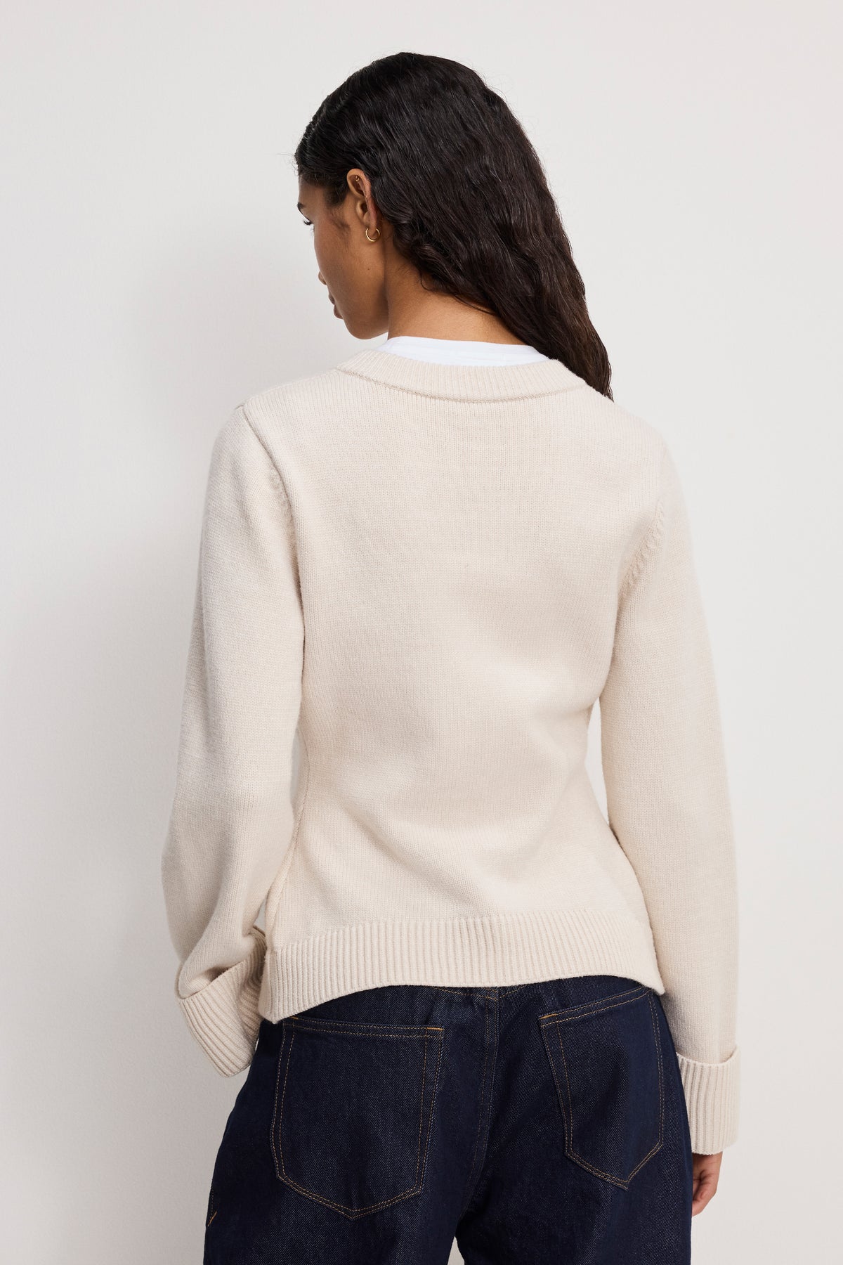 BUTTON FRONT KNIT CARDIGAN | VANILLA001-3 | GOOD AMERICAN | MODEL_A