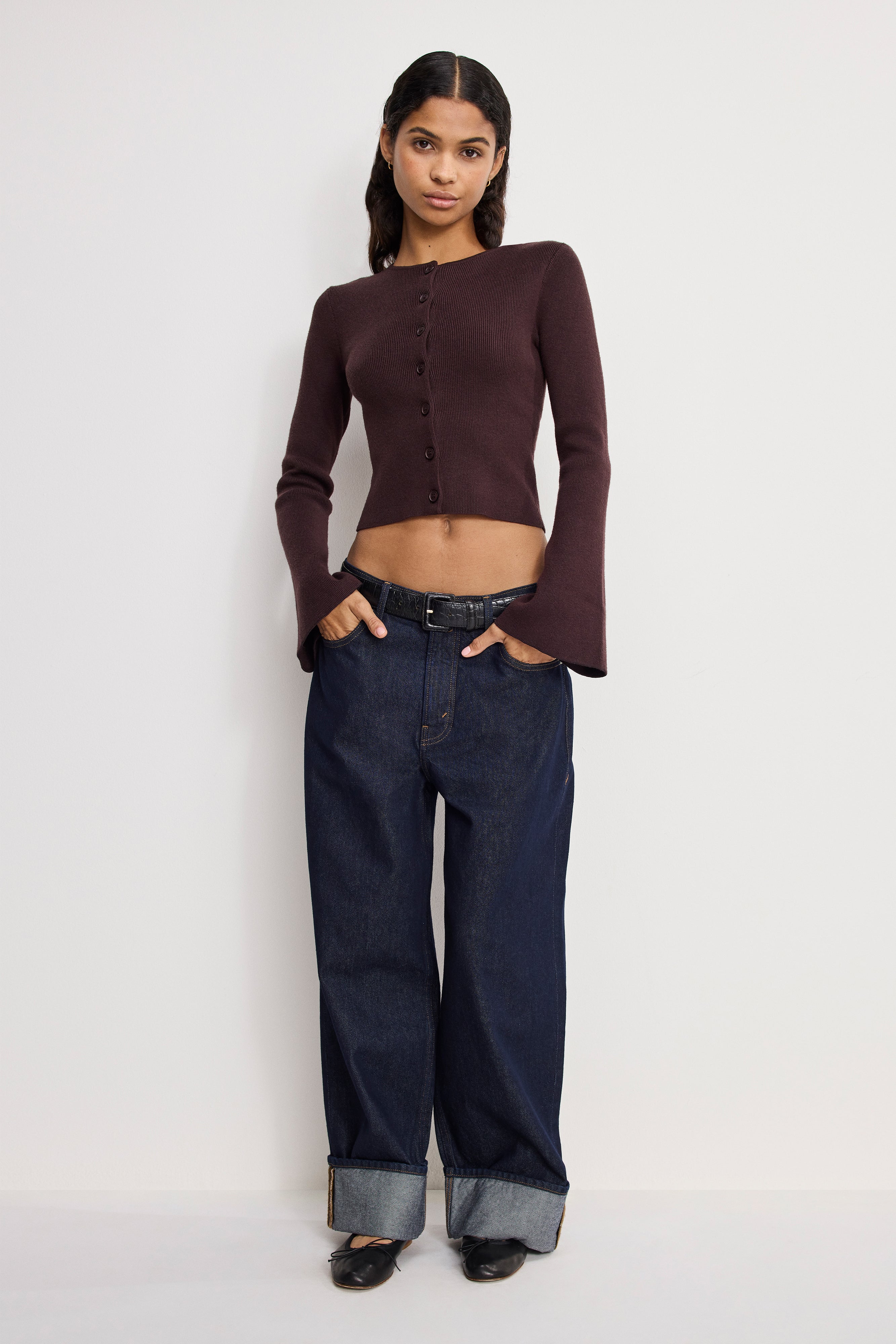 BELL SLEEVE KNIT CARDIGAN | BARK003 – GOOD AMERICAN