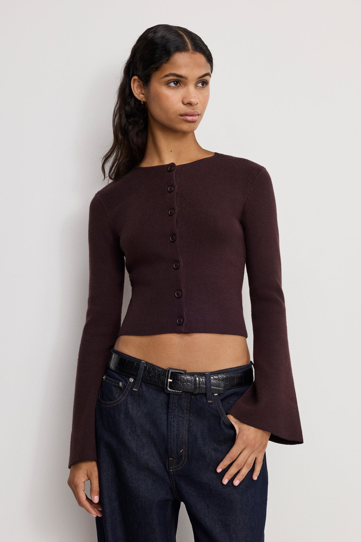 BELL SLEEVE KNIT CARDIGAN | BARK003