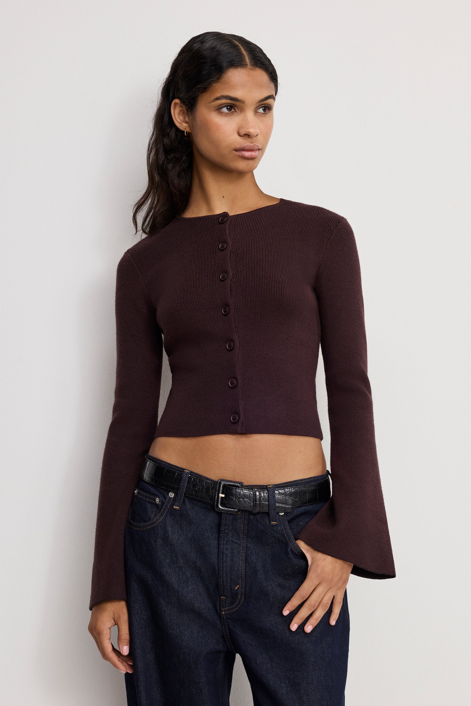 BELL SLEEVE KNIT CARDIGAN | BARK003