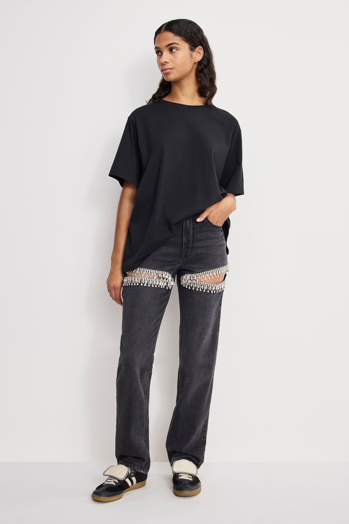 GOOD ICON STRAIGHT DIAMOND JEANS | BLACK376-1 | GOOD AMERICAN | MODEL_A