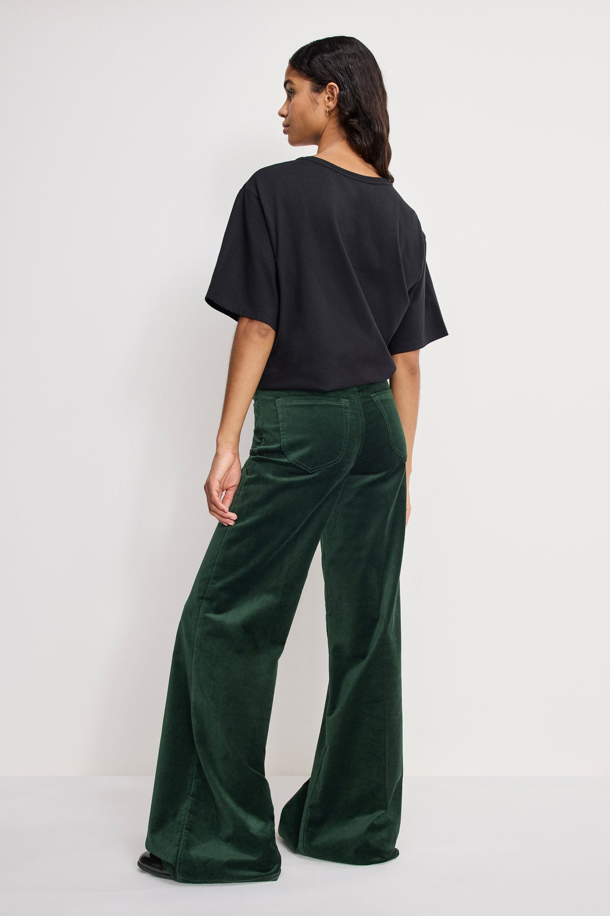 VELVET GOOD WAIST PALAZZO  PANTS | PINE GREEN003