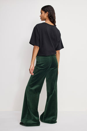 VELVET GOOD WAIST PALAZZO  PANTS | PINE GREEN003