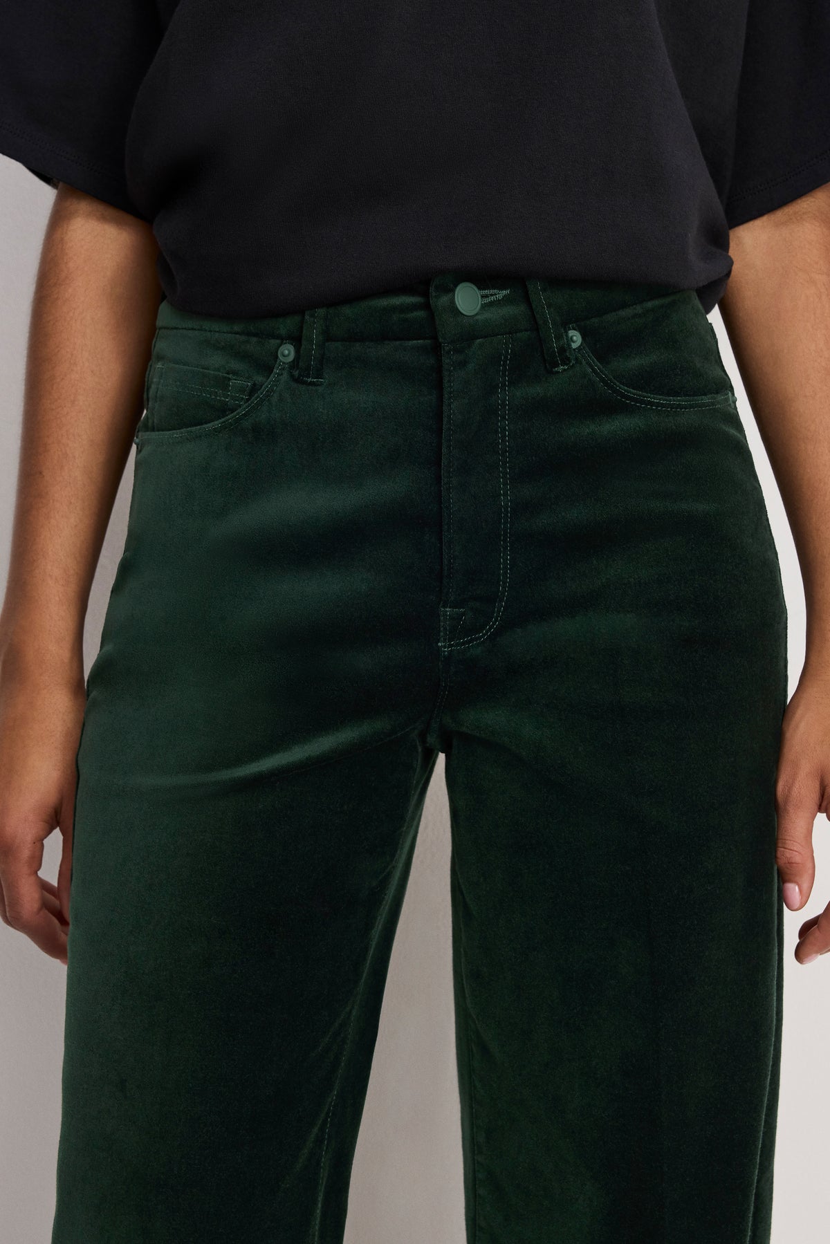 VELVET GOOD WAIST PALAZZO  PANTS | PINE GREEN003