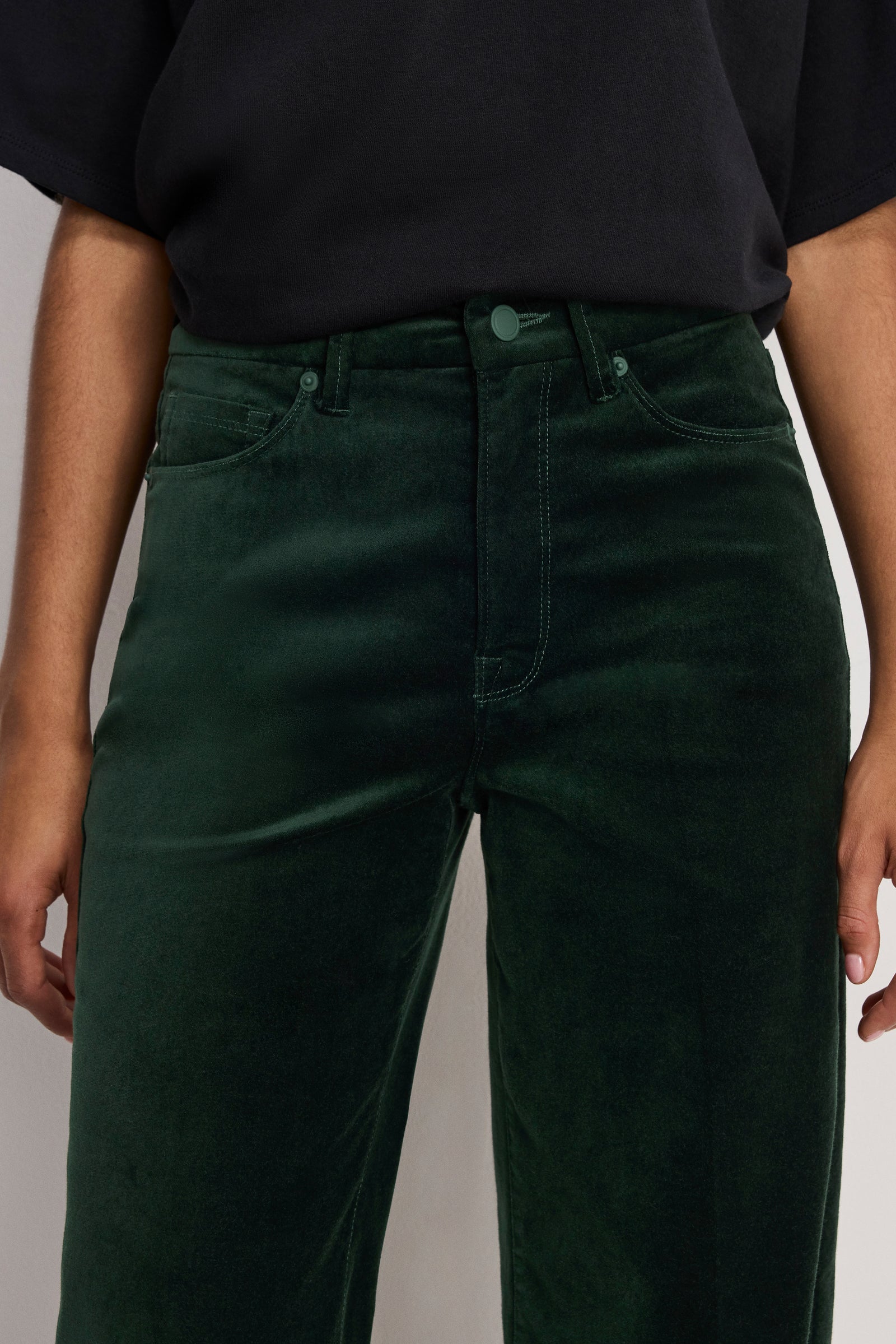 VELVET GOOD WAIST PALAZZO  PANTS | PINE GREEN003