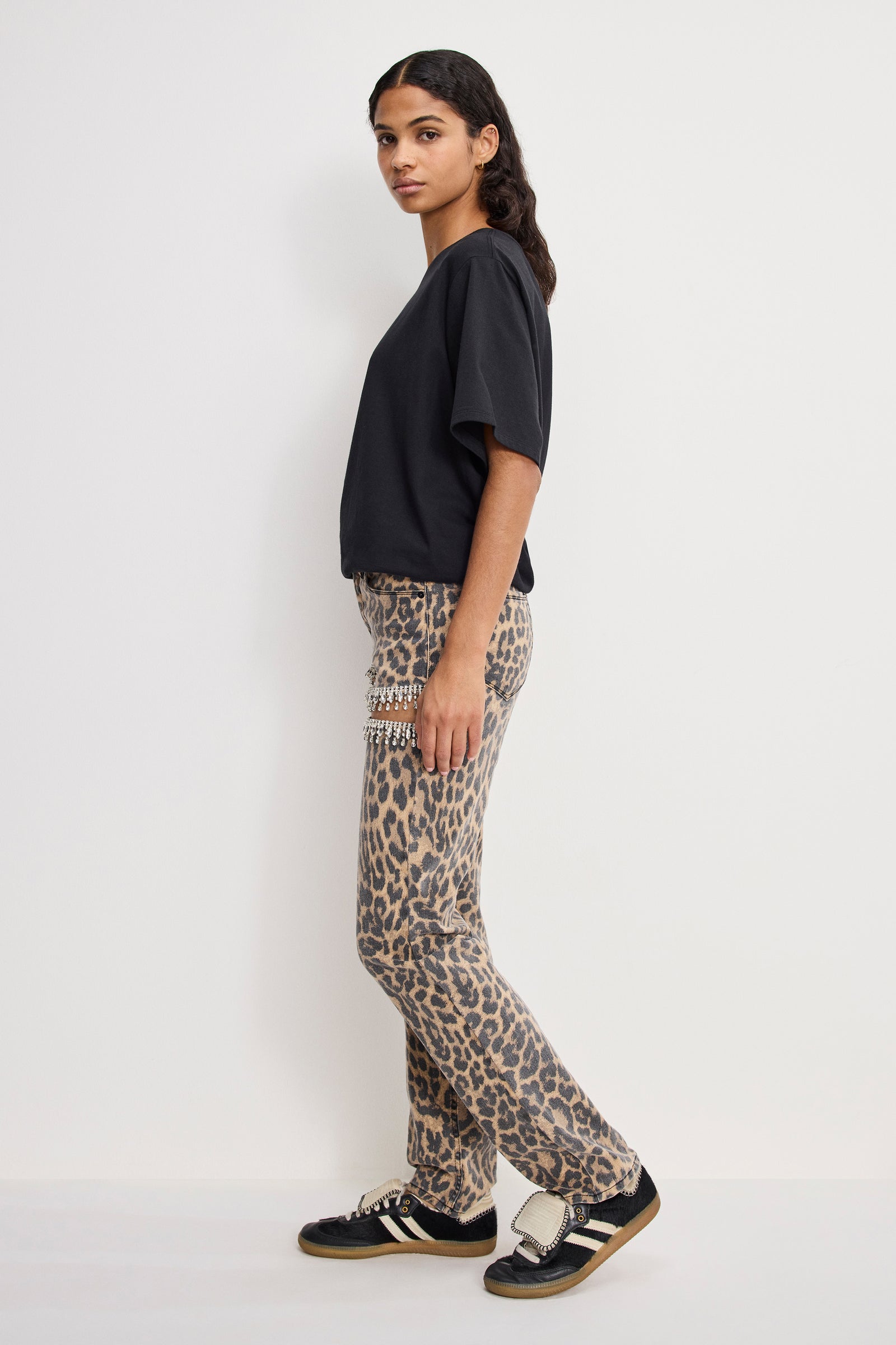 LEOPARD GOOD ICON STRAIGHT DIAMOND JEANS | LUCKY LEOPARD001