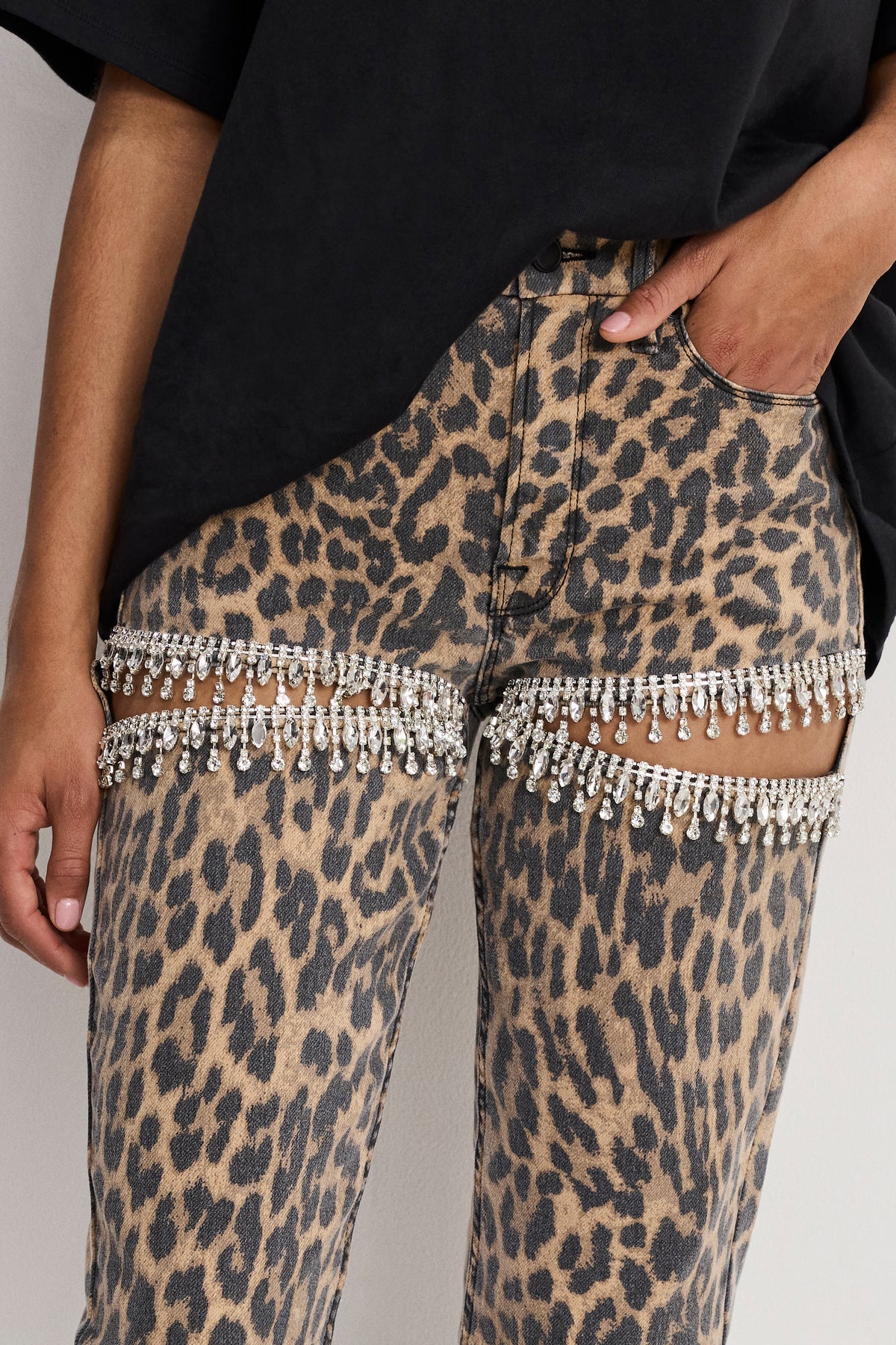LEOPARD GOOD ICON STRAIGHT DIAMOND JEANS | LUCKY LEOPARD001