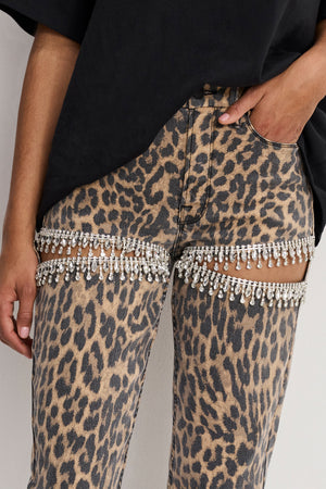LEOPARD GOOD ICON STRAIGHT DIAMOND JEANS | LUCKY LEOPARD001