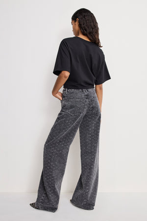 GOOD SKATE WIDE CRYSTAL JEANS | BLACK415