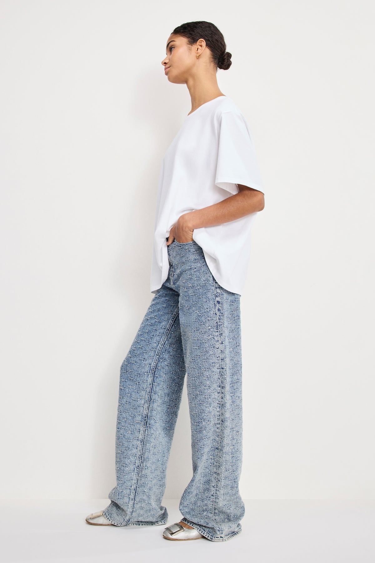 GOOD SKATE WIDE CRYSTAL JEANS | INDIGO1070