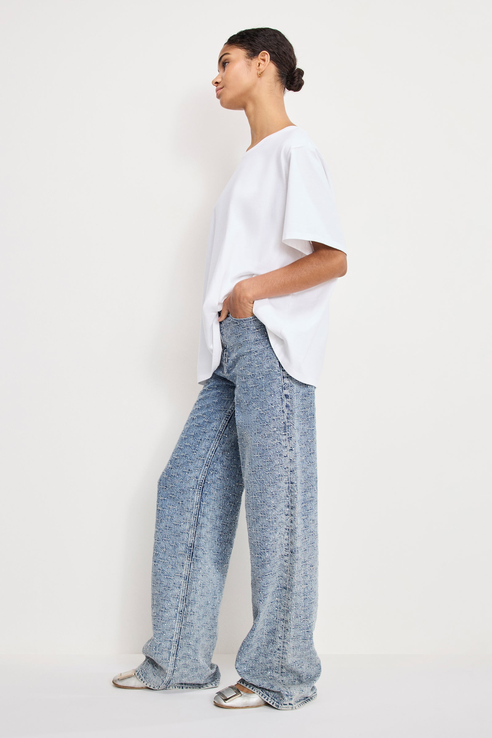 GOOD SKATE WIDE CRYSTAL JEANS | INDIGO1070