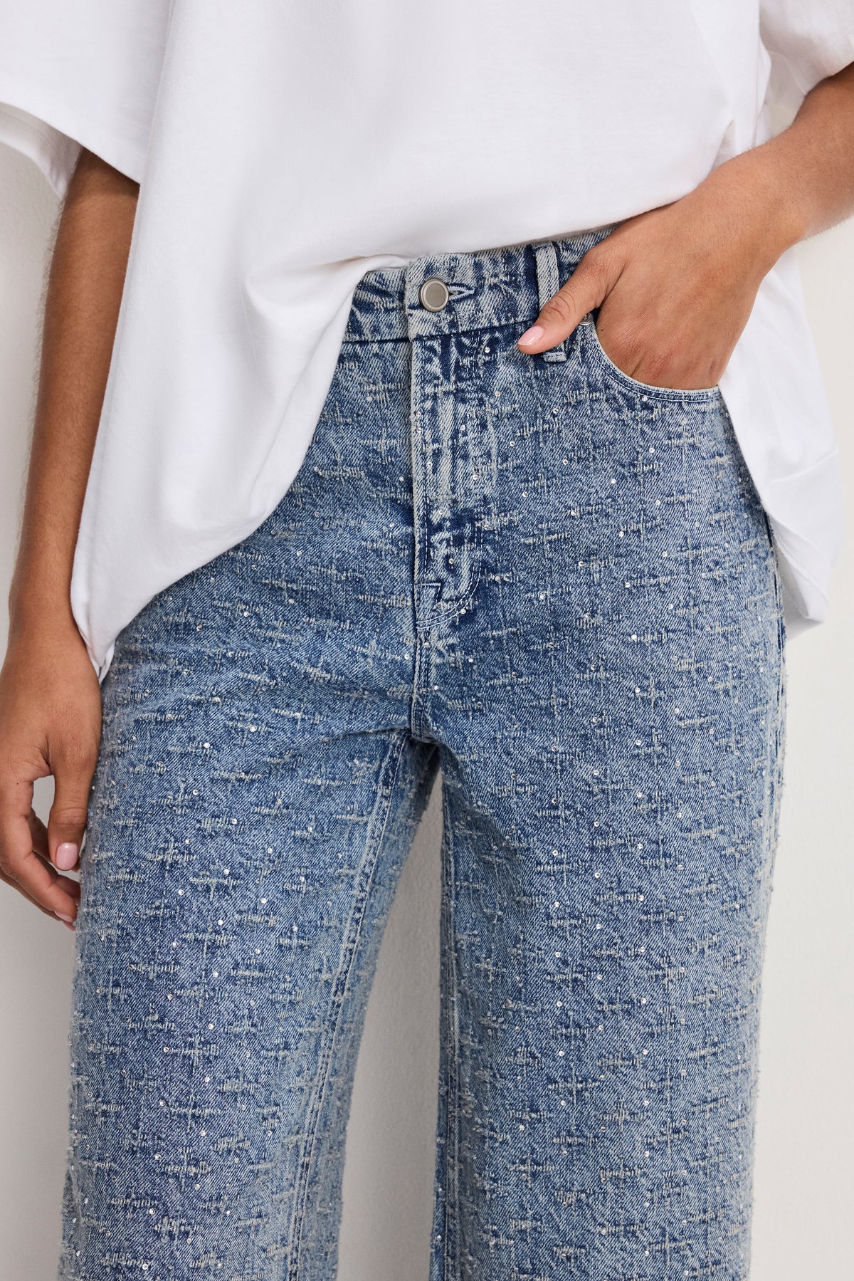 GOOD SKATE WIDE CRYSTAL JEANS | INDIGO1070