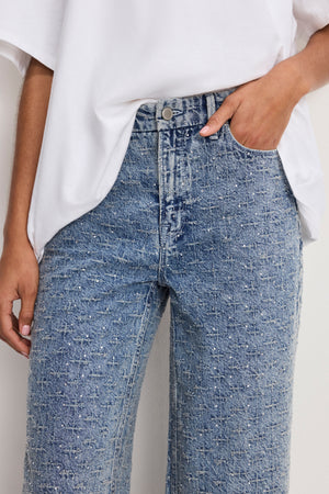 GOOD SKATE WIDE CRYSTAL JEANS | INDIGO1070
