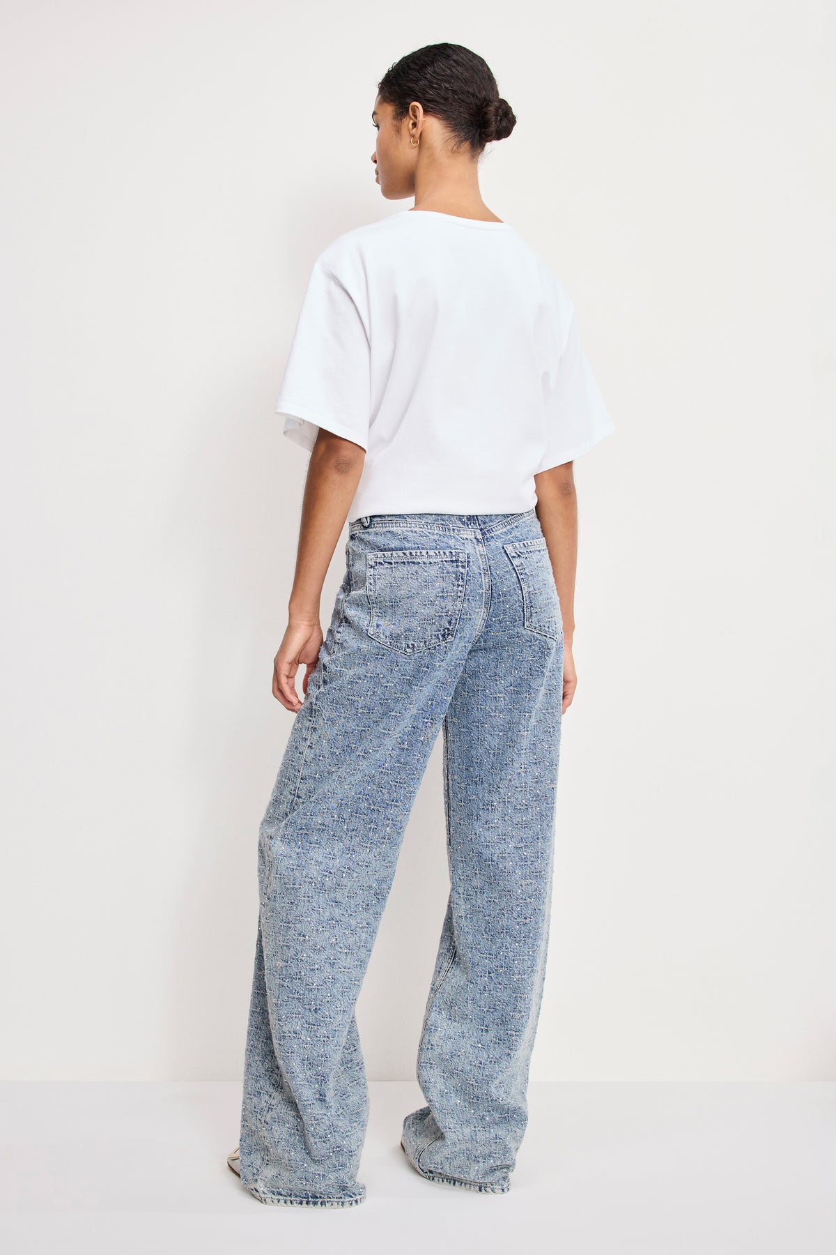 GOOD SKATE WIDE CRYSTAL JEANS | INDIGO1070-3 | GOOD AMERICAN | MODEL_A