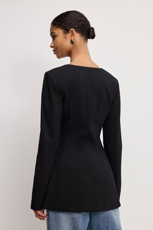 SOFT STRETCH PONTE SCULPTED BLAZER | BLACK001