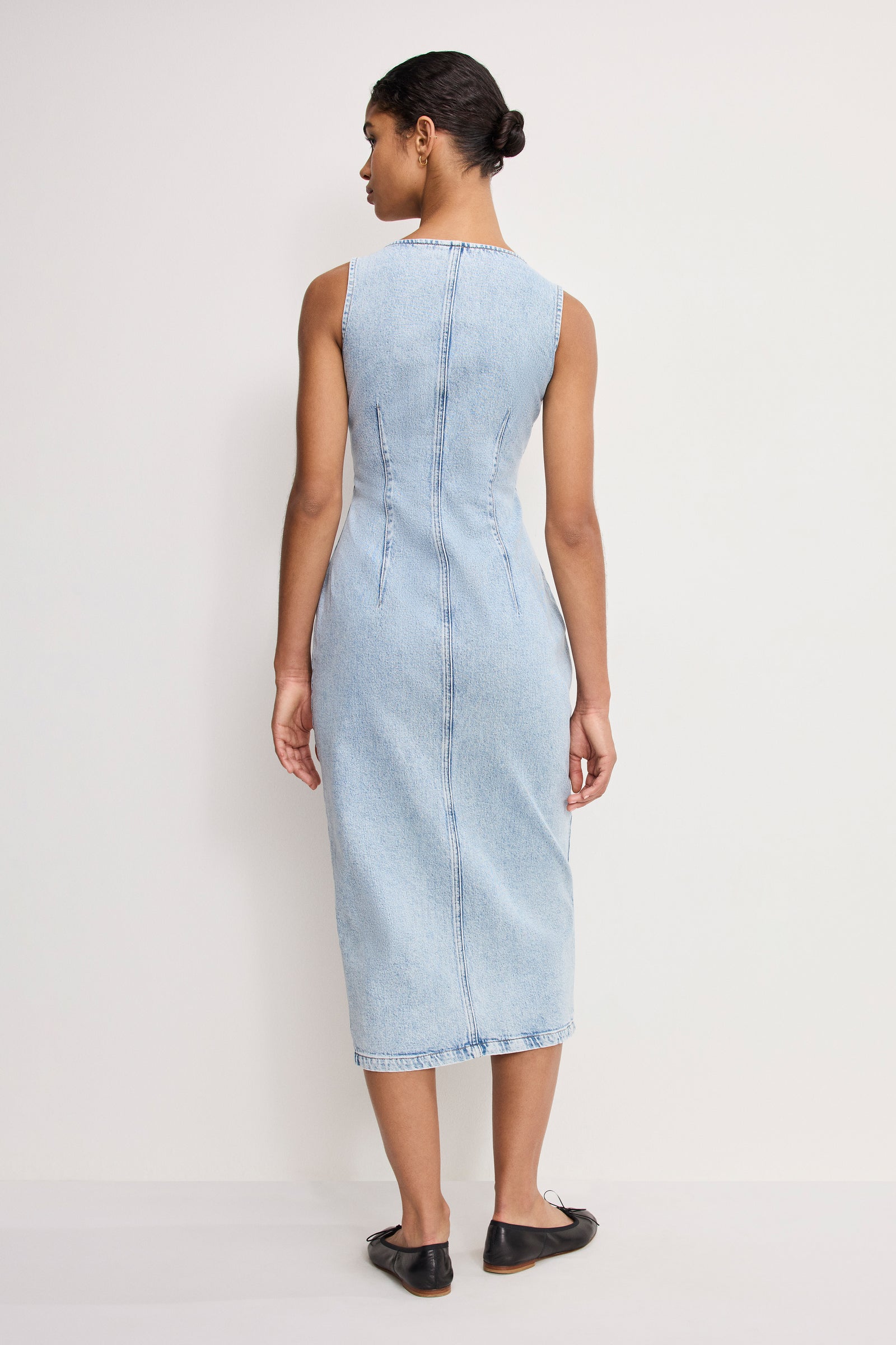 BUTTON FRONT MIDI DRESS | INDIGO911