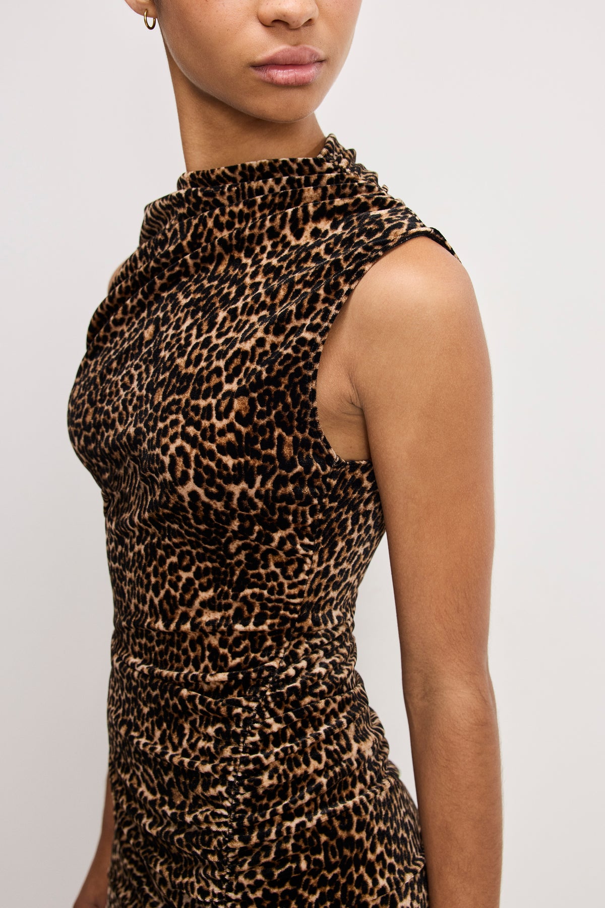 VELVET HIGH NECK MAXI DRESS | MINI LUCKY LEOPARD