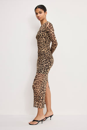 good american maxi dress Good American Ruched Mesh Maxi Dress