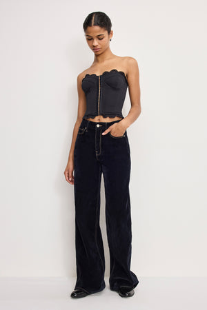 MATTE JERSEY LACE TRIM  BUSTIER | BLACK001