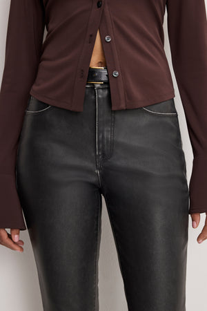 GOOD CLASSIC BOOTCUT FAUX LEATHER PANTS | BLACK001