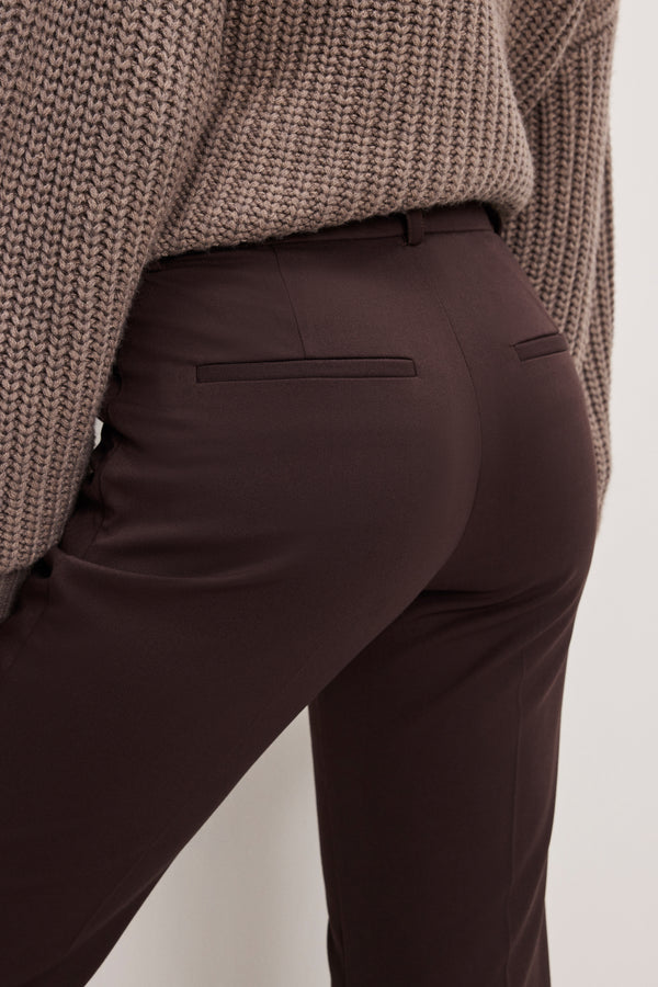 ESSENTIAL SUITING FLARE TROUSERS | DARK CHOCOLATE