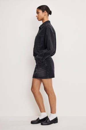DENIM SHIRT DRESS | BLACK389