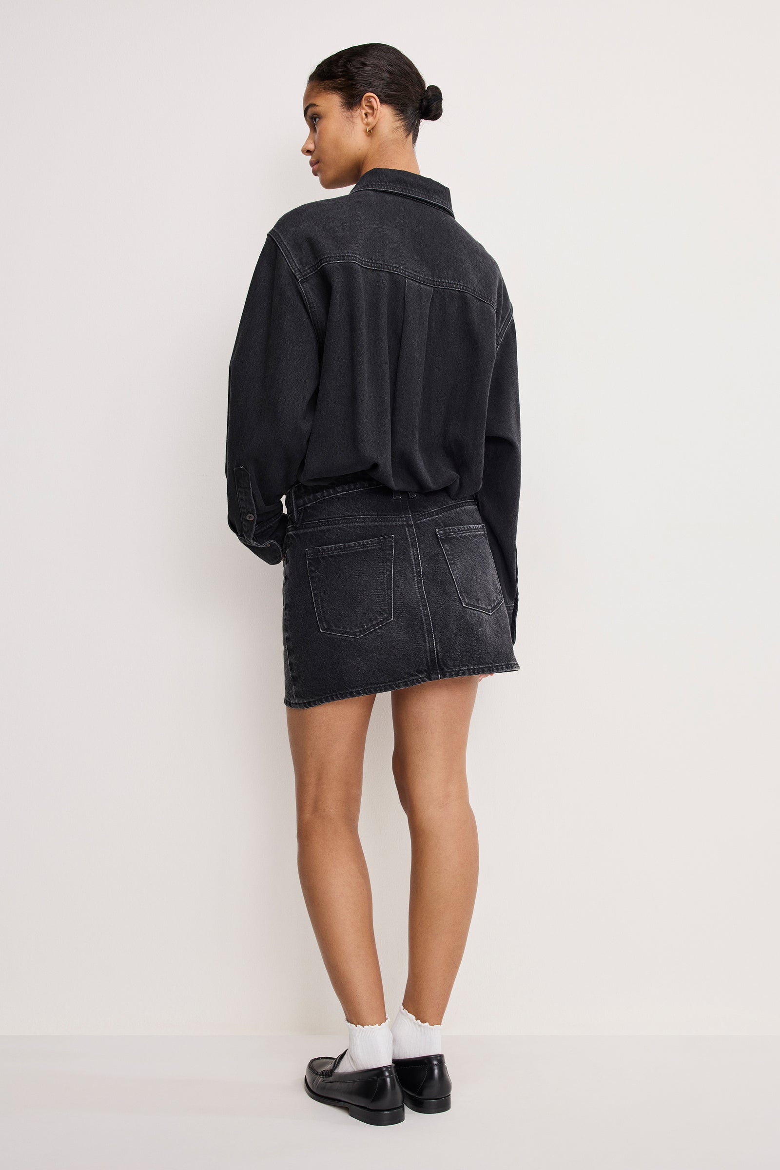 DENIM SHIRT DRESS | BLACK389