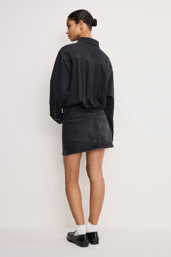 DENIM SHIRT DRESS | BLACK389