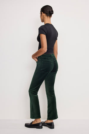 VELVET GOOD HIGH RISE KICK FLARE PANTS | PINE GREEN003