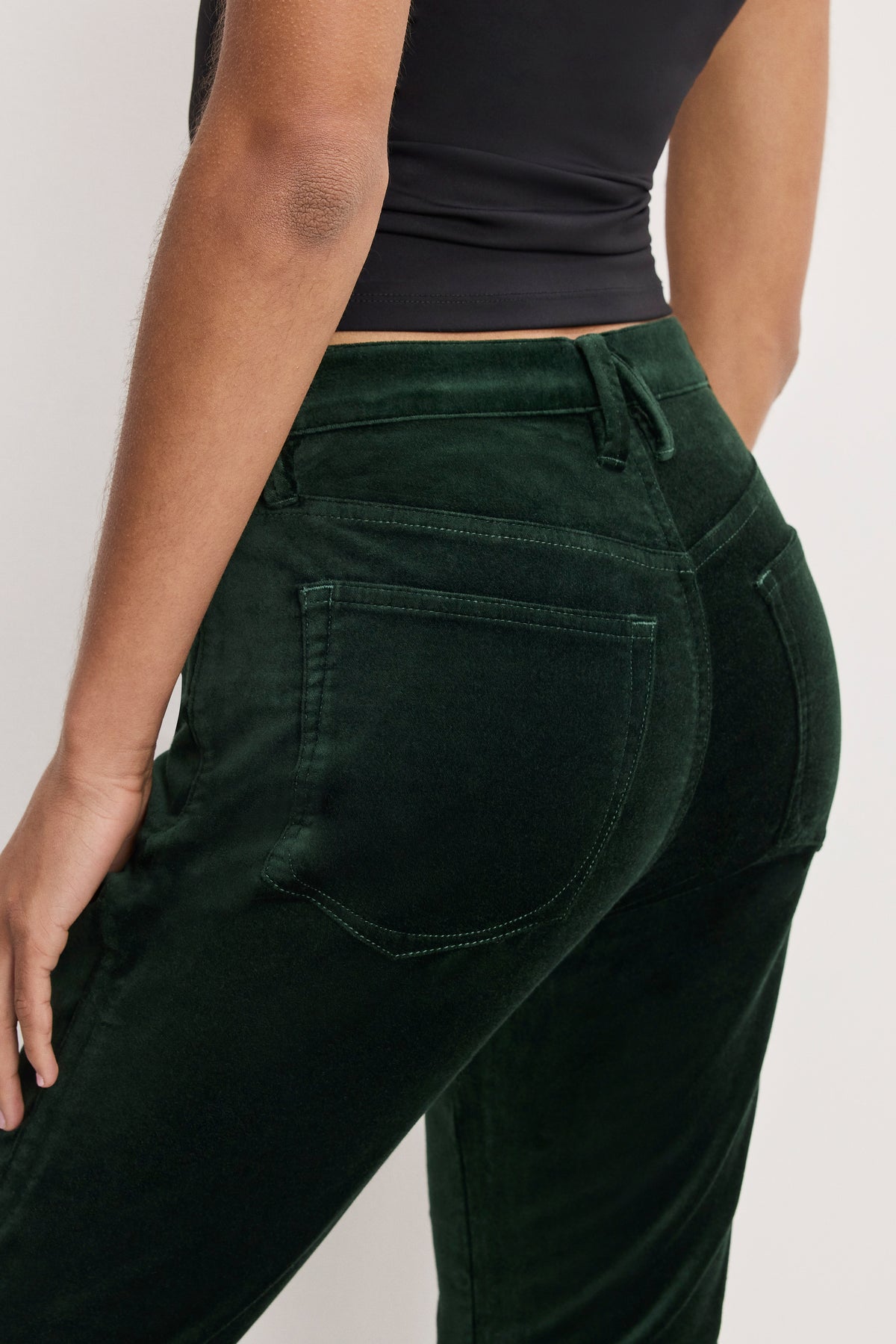 VELVET GOOD HIGH RISE KICK FLARE PANTS | PINE GREEN003