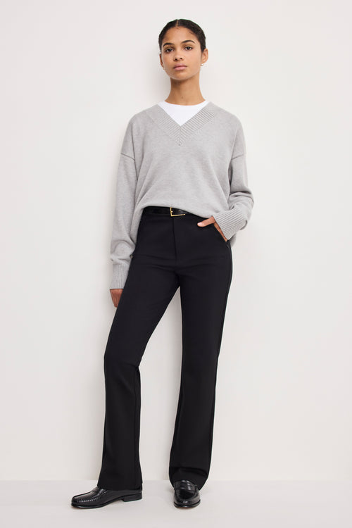 SOFT STRETCH PONTE STRAIGHT TROUSERS | BLACK001