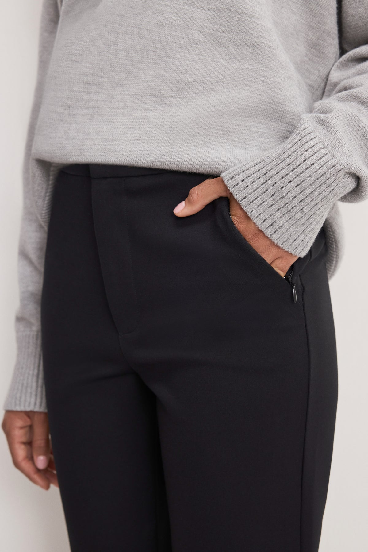 SOFT STRETCH PONTE STRAIGHT TROUSERS | BLACK001