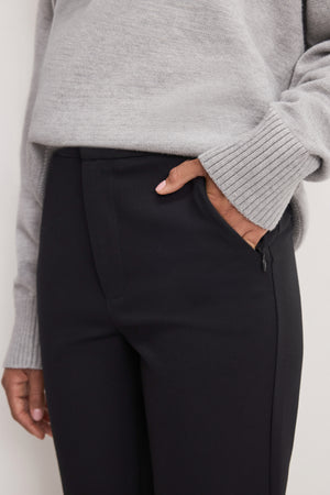 SOFT STRETCH PONTE STRAIGHT TROUSERS | BLACK001