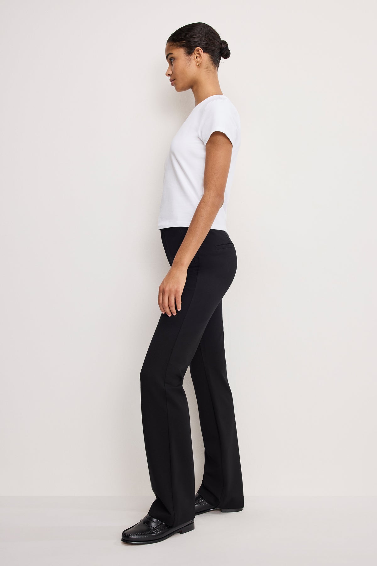 SOFT STRETCH PONTE STRAIGHT TROUSERS | BLACK001