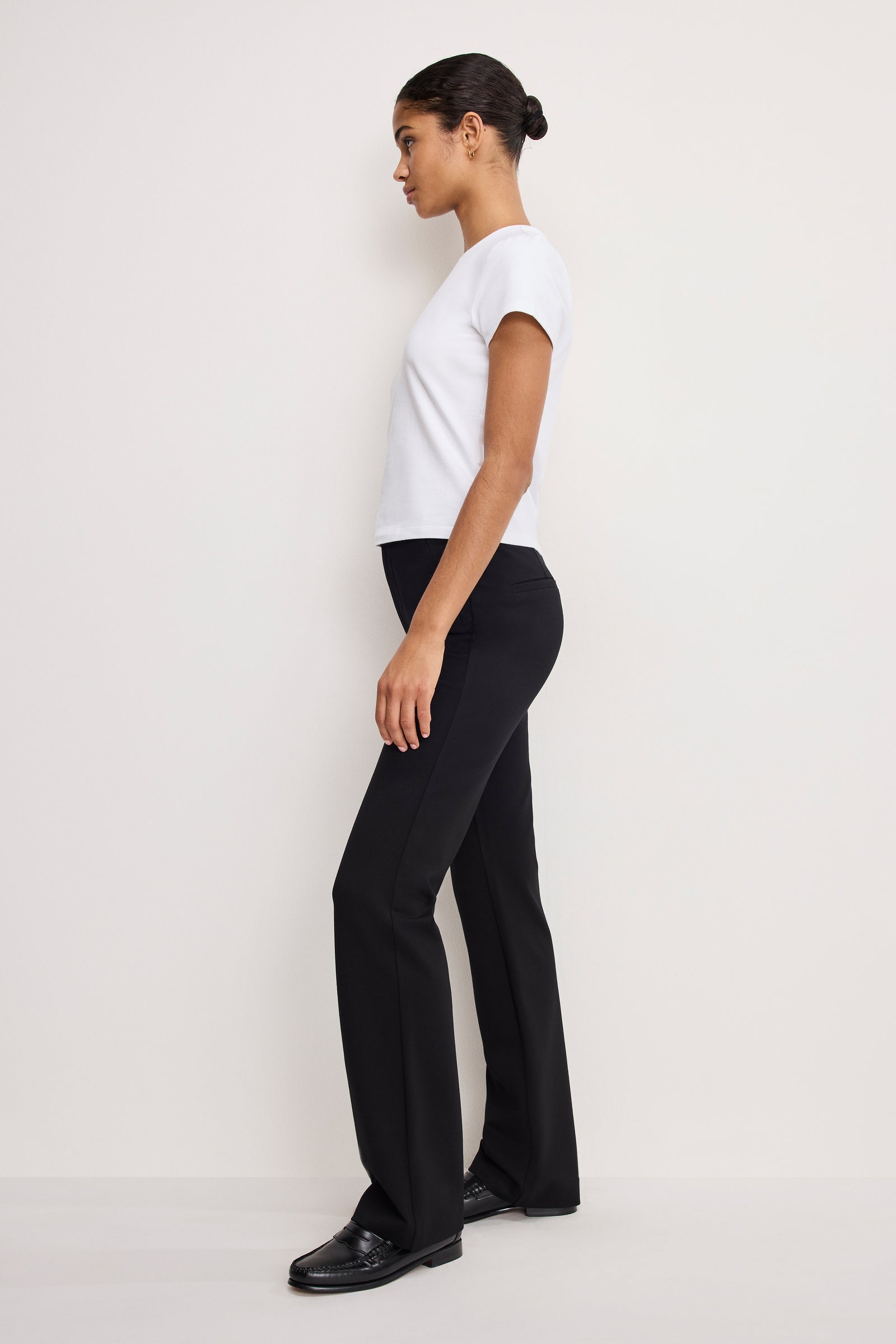 SOFT STRETCH PONTE STRAIGHT TROUSERS | BLACK001