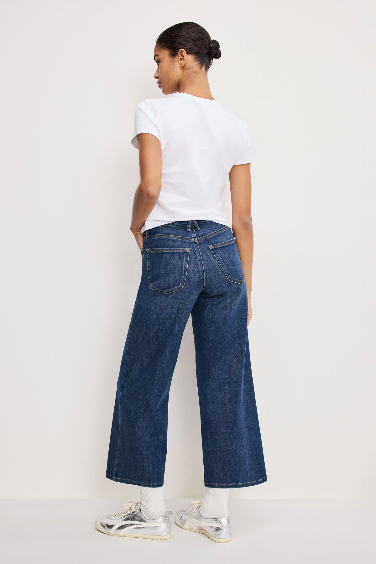 SOFT TECH GOOD WAIST PALAZZO CROPPED JEANS | INDIGO977