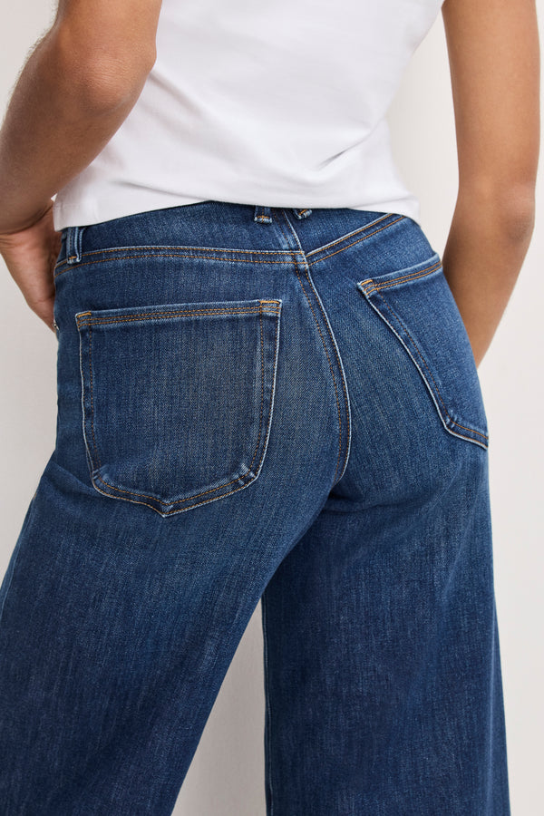 SOFT TECH GOOD WAIST PALAZZO CROPPED JEANS | INDIGO977