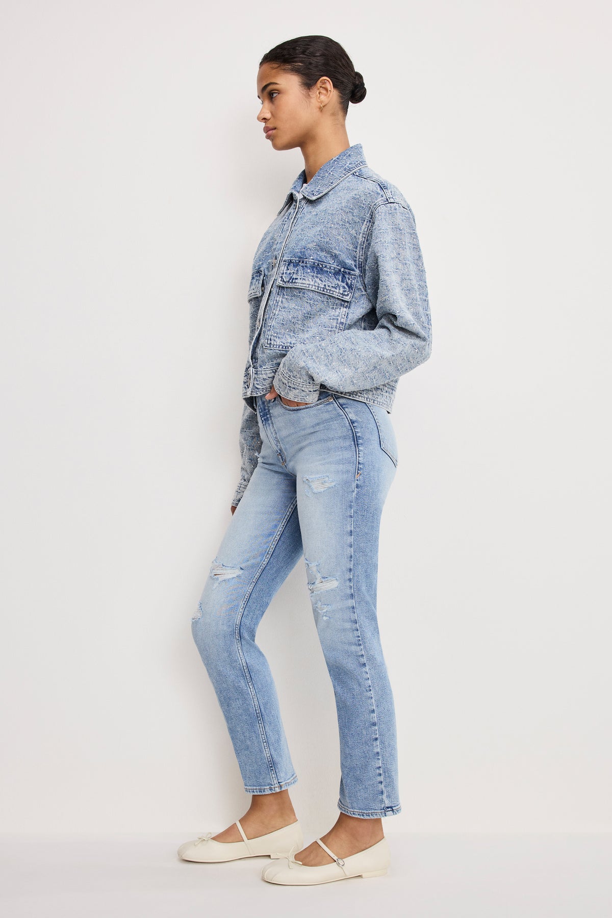 GOOD ICON STRAIGHT ANKLE JEANS | INDIGO1078