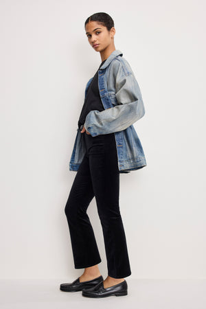 VELVET GOOD HIGH RISE KICK FLARE PANTS | BLACK001