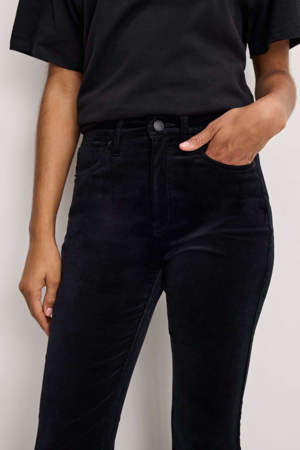 VELVET GOOD HIGH RISE KICK FLARE PANTS | BLACK001