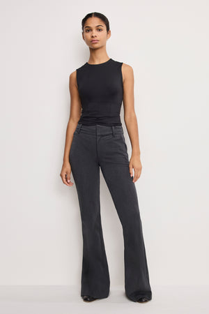 ESSENTIAL SUITING FLARE TROUSERS | DARK HEATHER GRAY
