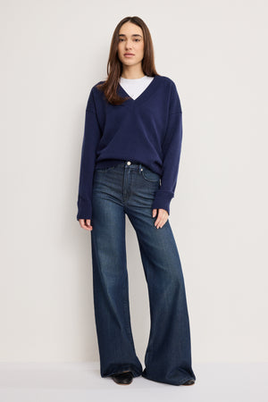 DEEP V KNIT SWEATER | HORIZON INK