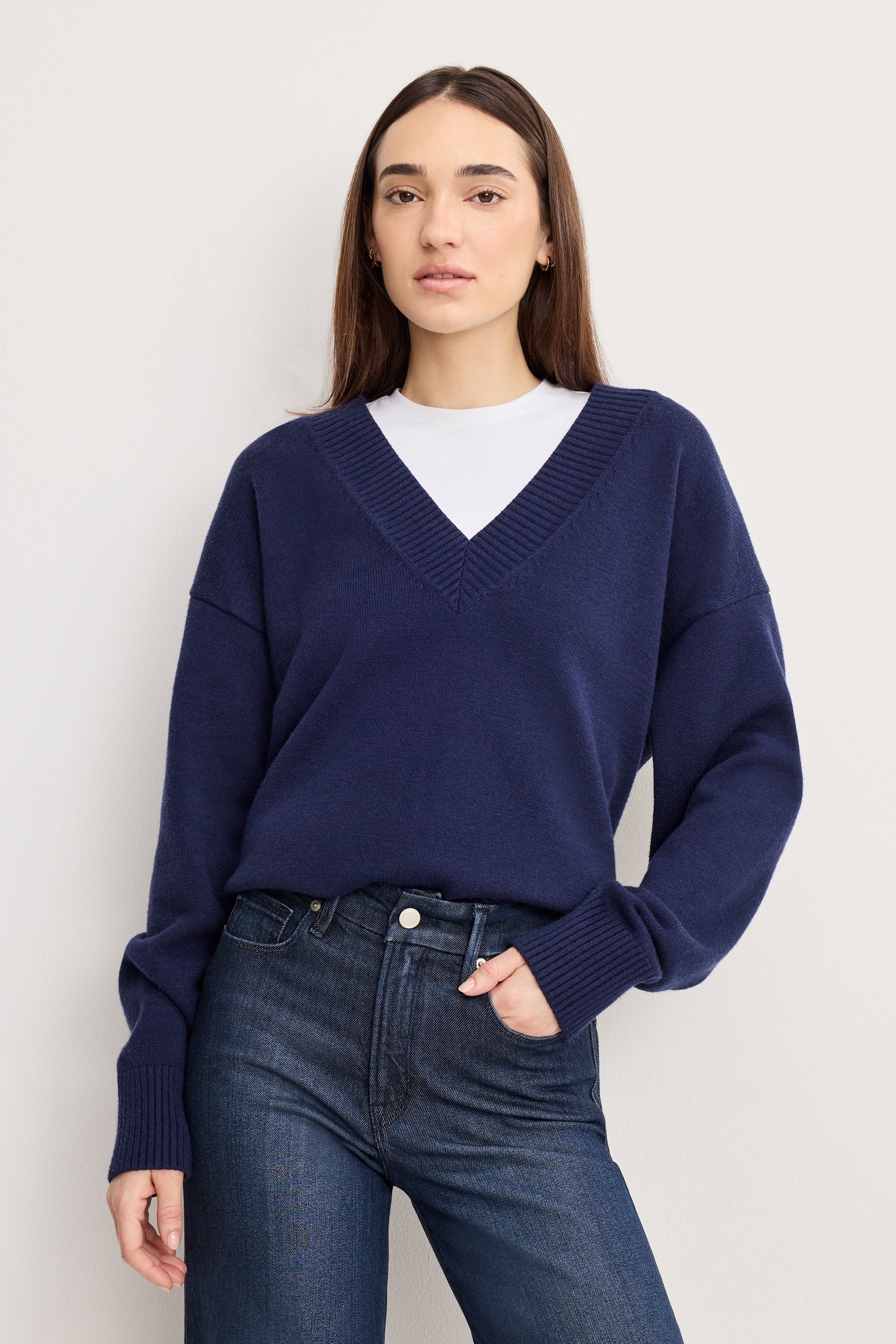 DEEP V KNIT SWEATER | HORIZON INK – GOOD AMERICAN