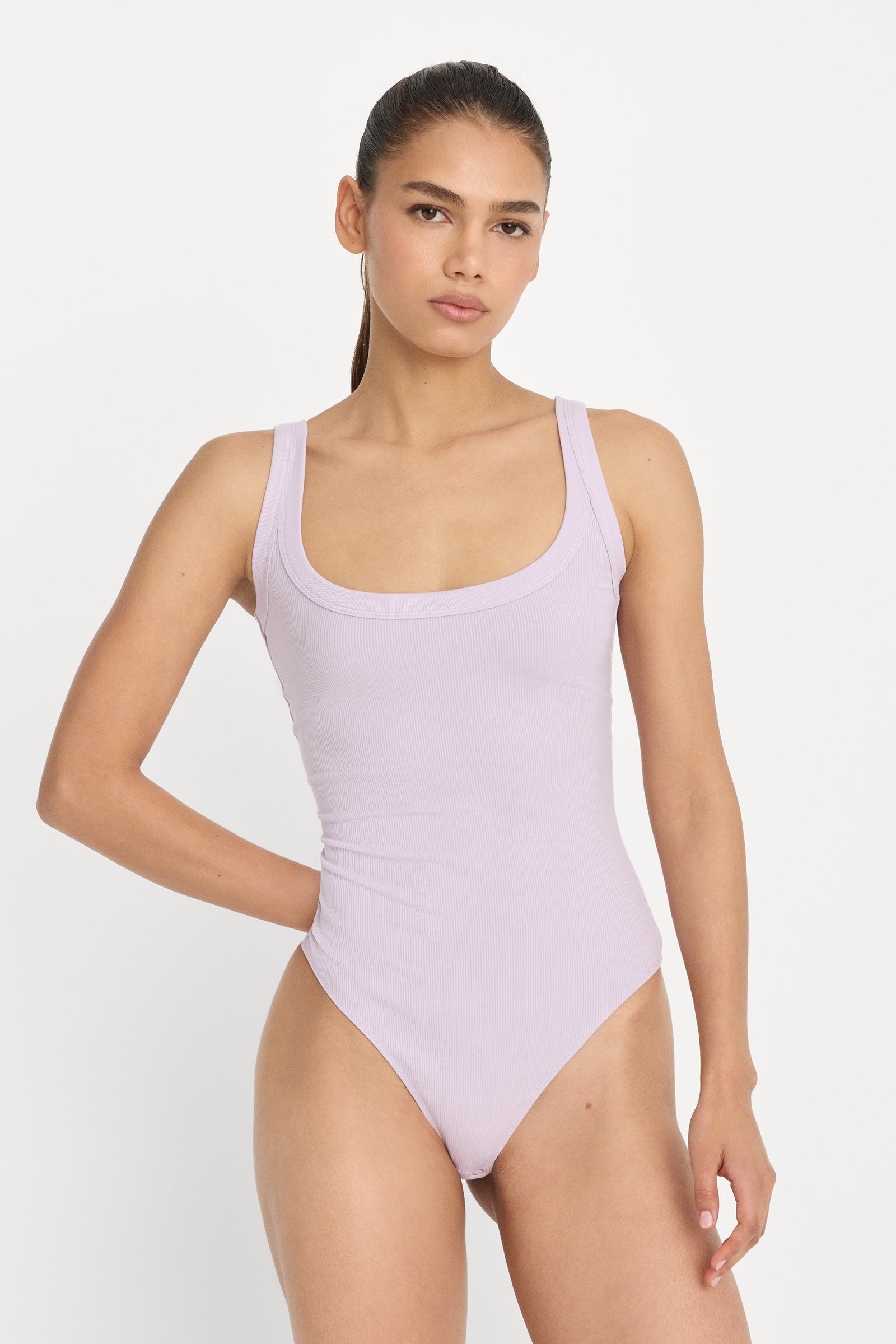 MODAL RIB TANK BODYSUIT | LIGHT LILAC