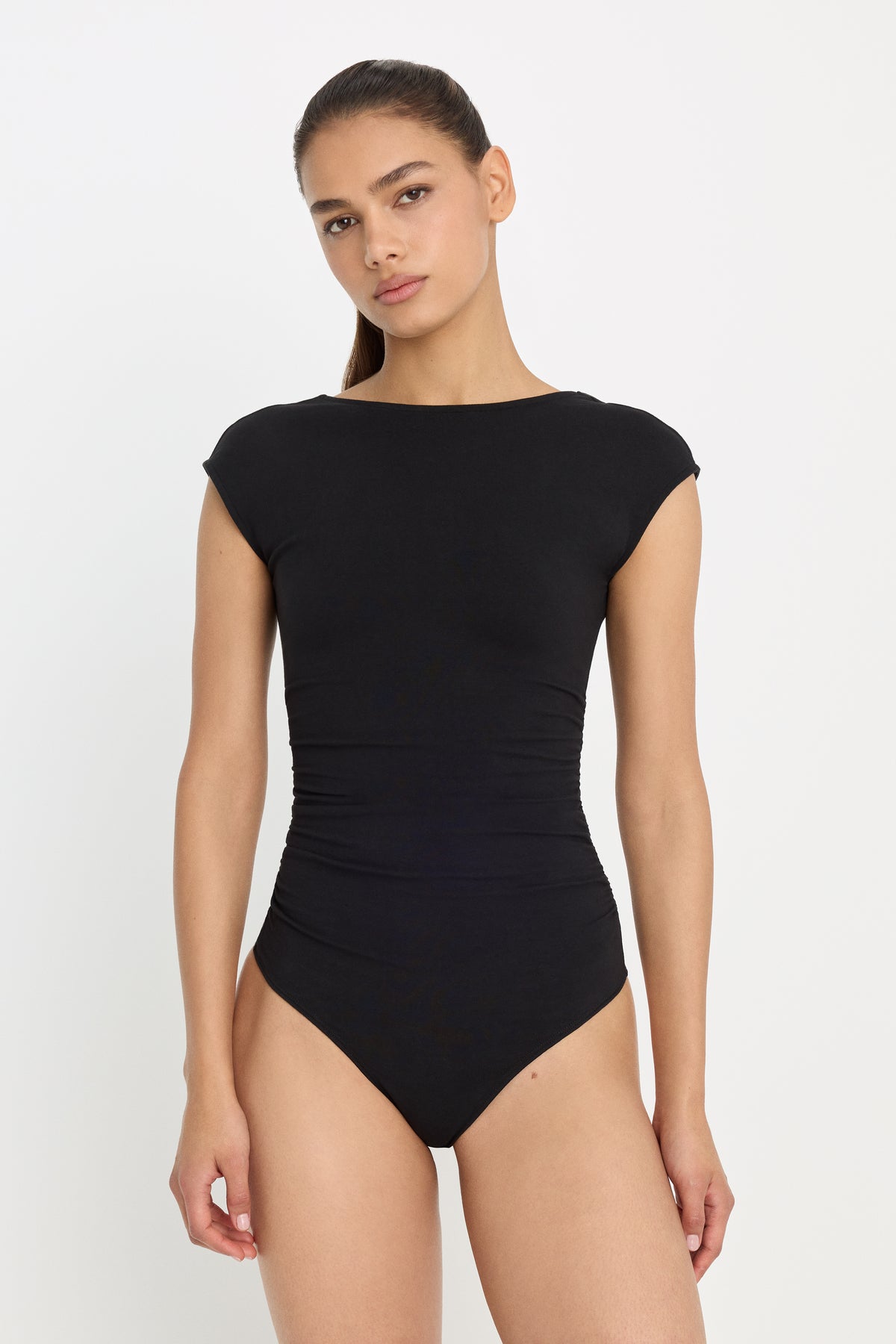 SUPER STRETCH OPEN BACK BODY SUIT | BLACK001