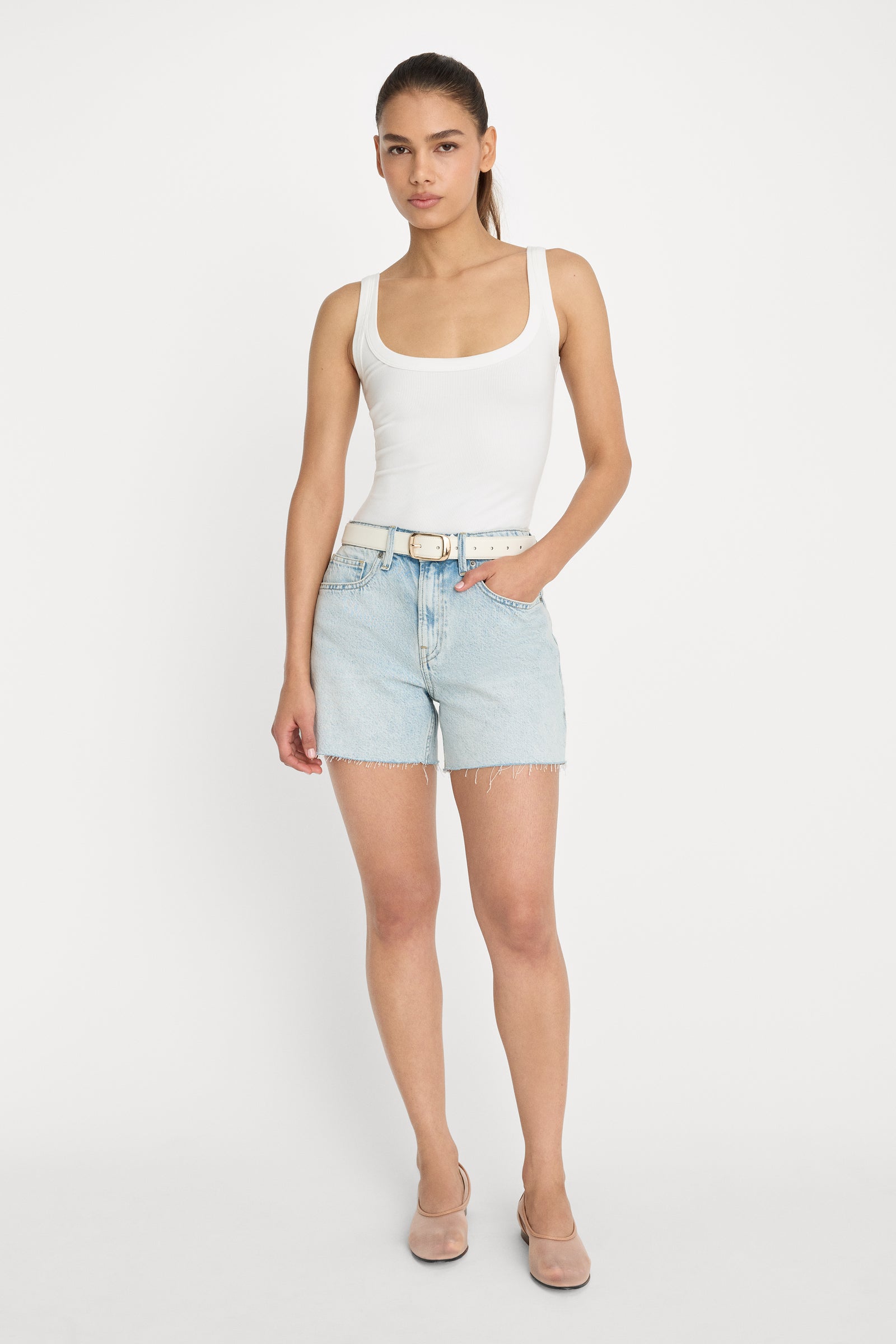 MODAL RIB TANK BODYSUIT | CHALK