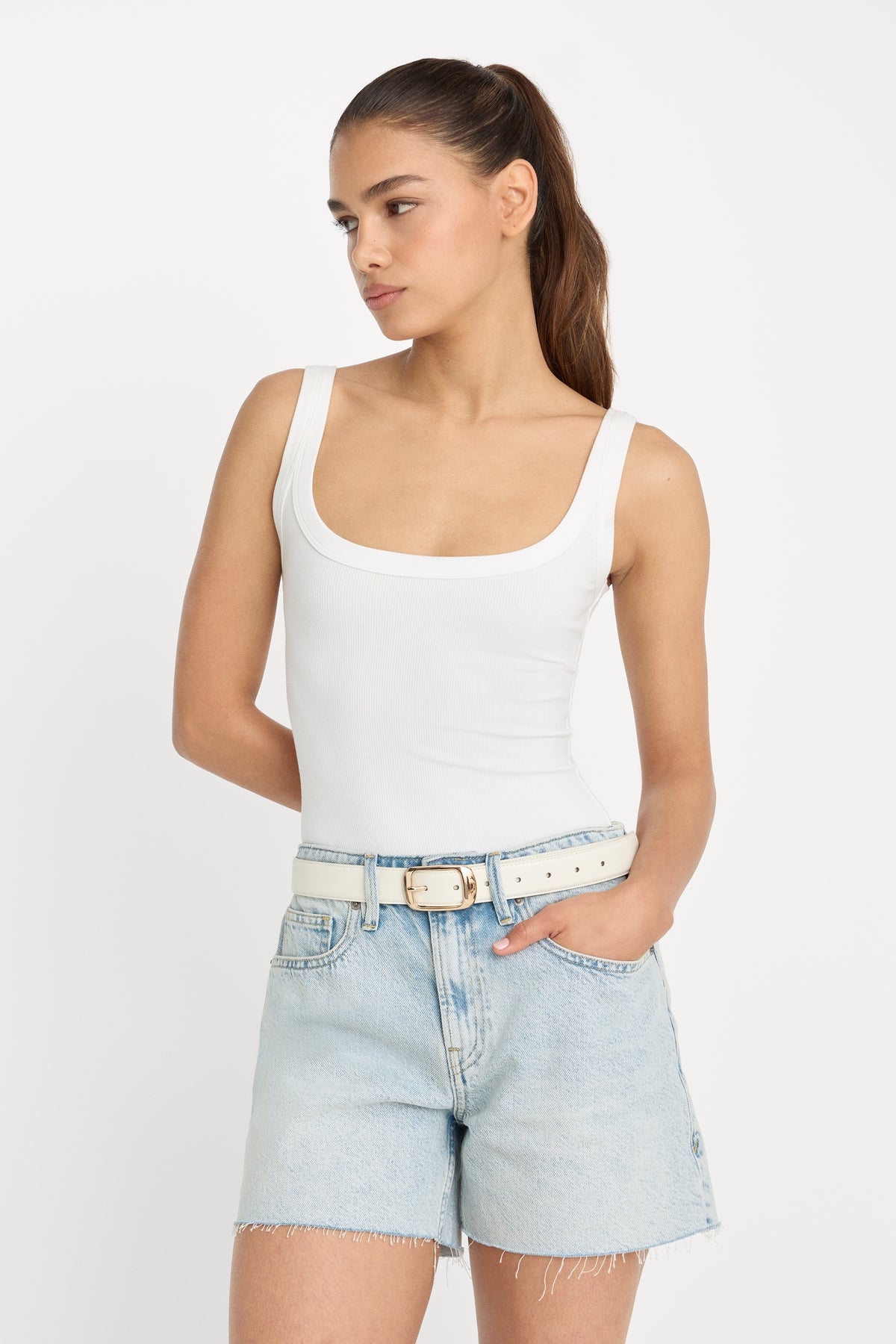 MODAL RIB TANK BODYSUIT | CHALK-1 | GOOD AMERICAN | MODEL_A